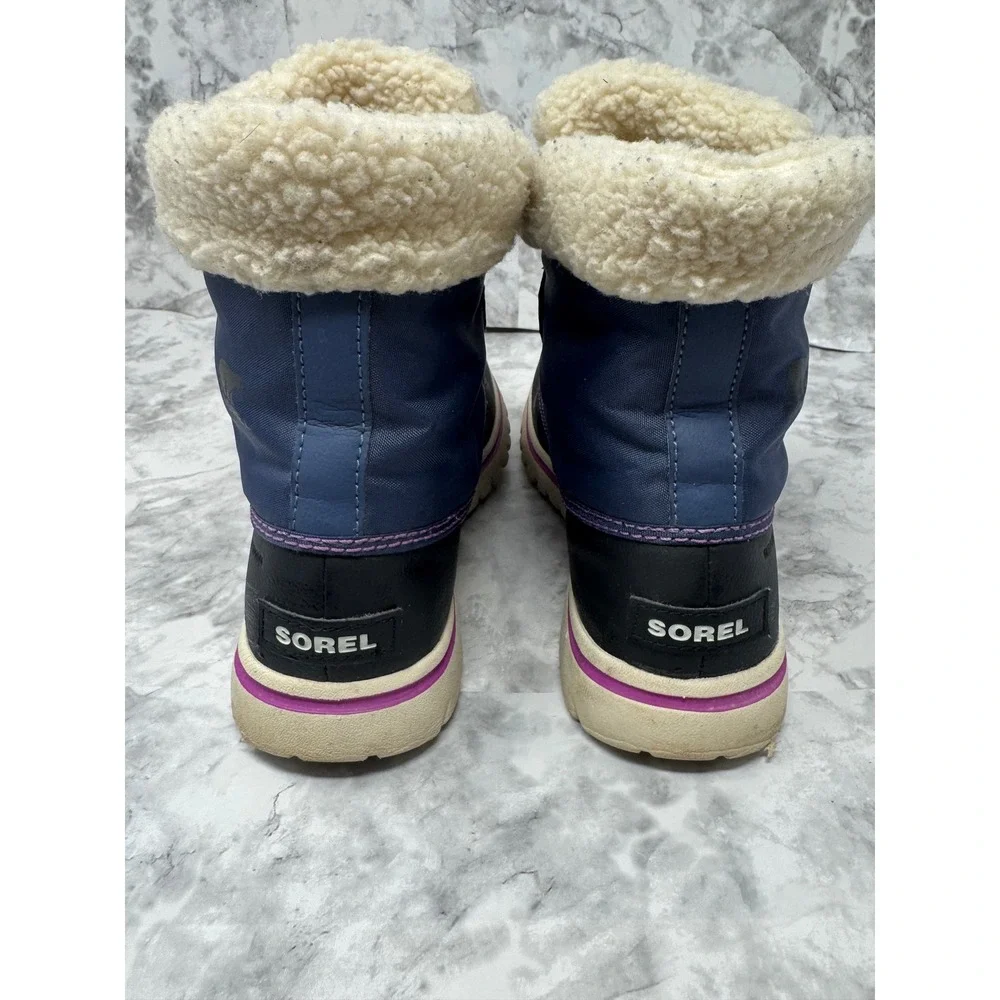 Sorel Whitney💙💜💙 Short Lace Waterproof Winter Boots Navy Blue Purple Womens 8
